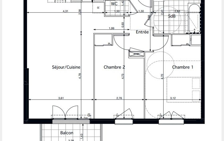3 Pièces PONTOISE (95000)  66 m2 270 000 € 